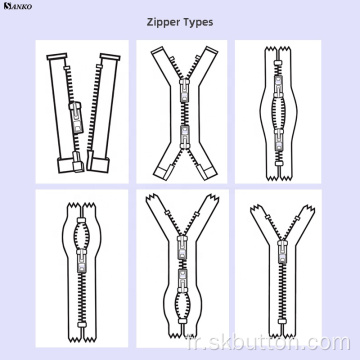 Zips de couleur Mélanger la fermeture à glissière avant en plastique rouge Résine